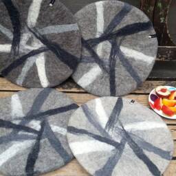 Handfelted Seat Cushion Abstract, Gray - thumbnail 3