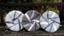 Handfelted Seat Cushion Abstract, Gray