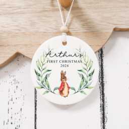 Personalised Baby's 1st Christmas Ornament - New Baby Gift First Decoration Bunny Rabbit - thumbnail 1