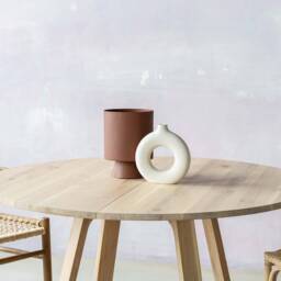 Round Extendable Table For Kitchen Dining Room Oak Round Top Extendable Raw Oak Wood Effect Slice Round - thumbnail 3