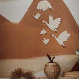 Wooden Flying Geese Wall Decor Boho Nursery Art Baby Room Gift Handmade Natural Wood Bird Hanging - thumbnail 2