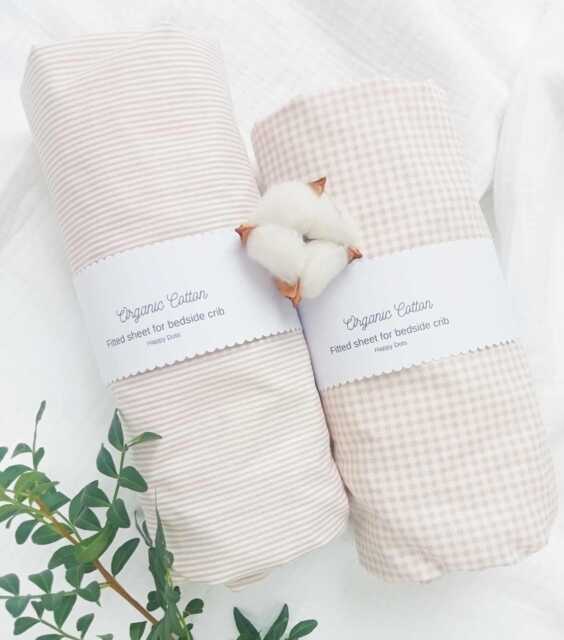 Cot Crib Oval Us Sheet Neutral Soft Beige Organic Cotton Nursery Bedding For Boys & Girls - image 1