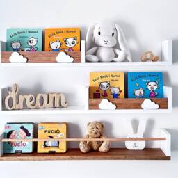 White Floating Shelves Nursery, Scandinavian Kids Bookshelf, Set Of 3 - thumbnail 2