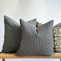Neutral Boho Pillow Cover Set Textured Beige Decor, Handmade Linen Back - thumbnail 2