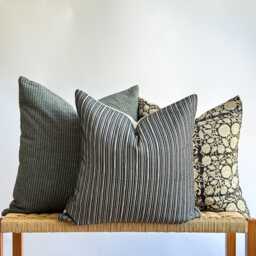 Neutral Boho Pillow Cover Set Textured Beige Decor, Handmade Linen Back - thumbnail 1