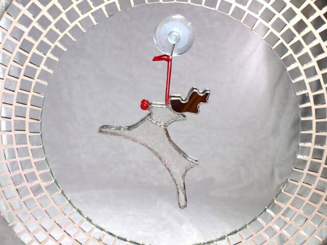 stained Glass Reindeer Ornament Rudolf Christmas Tree Decor - image 1