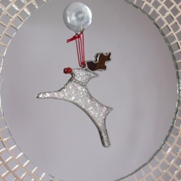 stained Glass Reindeer Ornament Rudolf Christmas Tree Decor - thumbnail 2