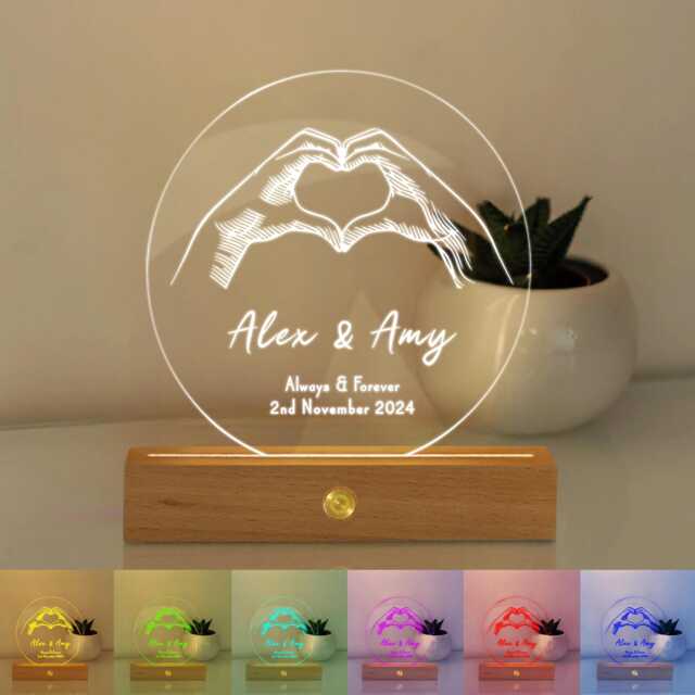 Personalized Led Night Light, Shaped Name Light, Custom Wedding Night Anniversary Gift, Bedroom Lamp, Xmas Gift For Couples - image 1