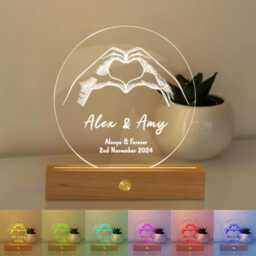 Personalized Led Name Night Light, Custom Couple Gift, Anniversary Wedding Lamp