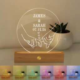 Personalized Led Night Light, Shaped Name Light, Custom Wedding Night Anniversary Gift, Bedroom Lamp, Xmas Gift For Couples - thumbnail 2