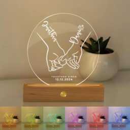 Personalized Led Night Light, Shaped Name Light, Custom Wedding Night Anniversary Gift, Bedroom Lamp, Xmas Gift For Couples - thumbnail 3