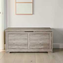 storage Chest Bench Rustic Blanket Box With Hidden & Safety Hinges - thumbnail 2