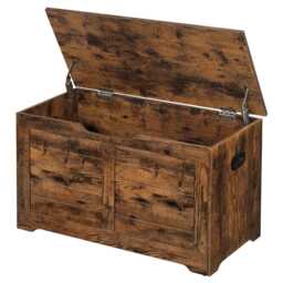 storage Chest Bench Rustic Blanket Box With Hidden & Safety Hinges - thumbnail 4