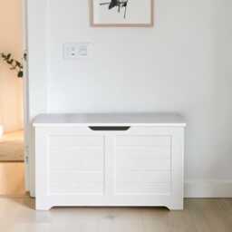 storage Chest Bench Rustic Blanket Box With Hidden & Safety Hinges - thumbnail 3
