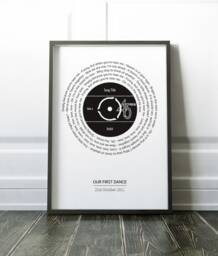 Song Lyrics Vinyl Record Print, Favourite Lyric Wall Art, Custom Wedding Personalised Anniversary Gift, Print Or Canvas