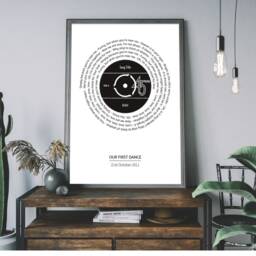 Song Lyrics Vinyl Record Print, Favourite Lyric Wall Art, Custom Wedding Personalised Anniversary Gift, Print Or Canvas - thumbnail 4