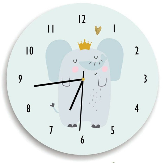 Elephant Nursery Wall Clock, Children Room Decor Wall Clock For Kids Bedroom, Soft Mint Decor, King - image 1