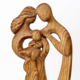 Parents With Child Figurine, Couple Newborn Statue, Gifts For New Parents, Wood Family Sculpture, Mom, Dad & Baby - thumbnail 3
