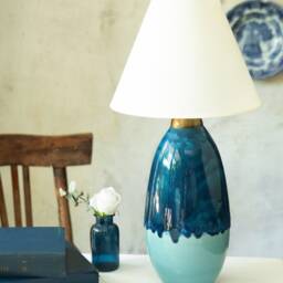 Handmade Pottery Table Lamp, Ceramic Bedside Home Lighting, New Gift, Mothers Day Gift - thumbnail 2
