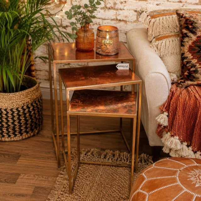 Itawa Tall Nest Of Tables Gold Frame & Copper - image 1