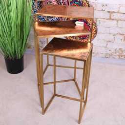 Itawa Tall Nest Of Tables Gold Frame & Copper