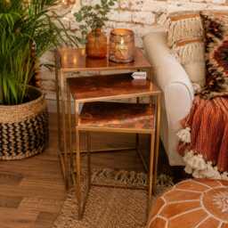 Itawa Tall Nest Of Tables Gold Frame & Copper - thumbnail 1