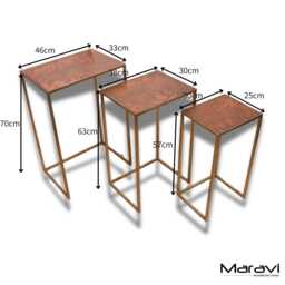 Itawa Tall Nest Of Tables Gold Frame & Copper - thumbnail 4