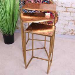 Itawa Tall Nest Of Tables Gold Frame & Copper - thumbnail 2