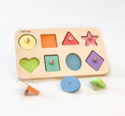 Wooden Shape Sorting Toy, Montessori Puzzle, Toddler Gift Birthday - thumbnail 1