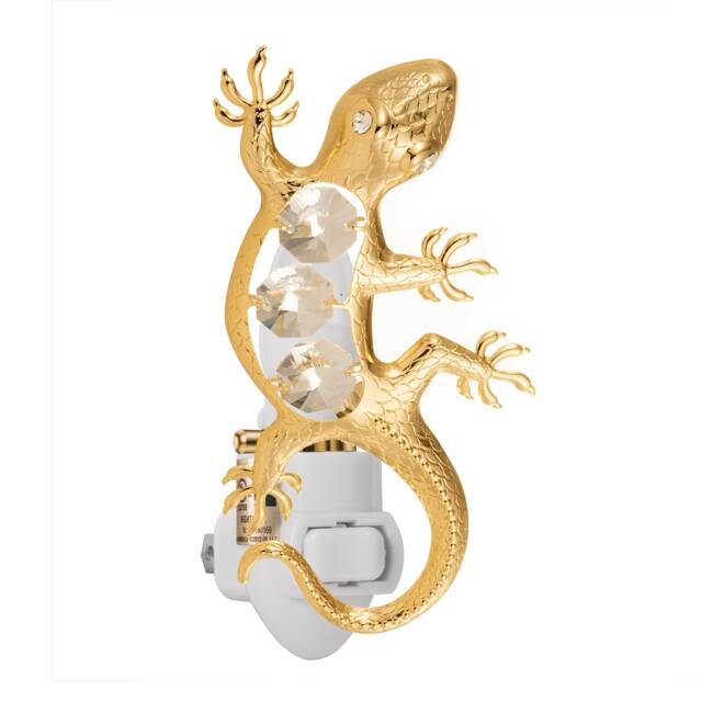 24K Gold Plated Gecko Handcrafted Luxury Night Light Decorated Swarovski Crystals Bedroom Bathroom Kids Room Kitchen Gift Premium Decor - image 1