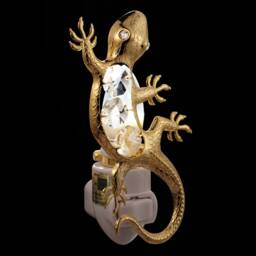 24K Gold Plated Gecko Handcrafted Luxury Night Light Decorated Swarovski Crystals Bedroom Bathroom Kids Room Kitchen Gift Premium Decor - thumbnail 2