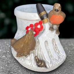 Stone Planter Pot With Birds Statue Concrete Plant Figure Outdoor Flower Ornament Handmade Garden Decoration Easter Gift - thumbnail 1
