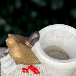 Stone Planter Pot With Birds Statue Concrete Plant Figure Outdoor Flower Ornament Handmade Garden Decoration Easter Gift - thumbnail 4