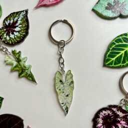 Keychain Leaf Shape - Green Pink Monstera Garden Accessories Houseplants Decoration Colourful Outstanding Special Whiteboard Fridge - thumbnail 4