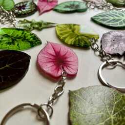Keychain Leaf Shape - Green Pink Monstera Garden Accessories Houseplants Decoration Colourful Outstanding Special Whiteboard Fridge - thumbnail 2