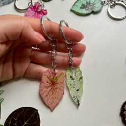 Keychain Leaf Shape - Green Pink Monstera Garden Accessories Houseplants Decoration Colourful Outstanding Special Whiteboard Fridge - thumbnail 3