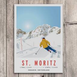 st. Moritz, Switzerland Vintage Snowboard/Ski A3 A4 Travel Poster Art Print - Recycled Paper - thumbnail 2