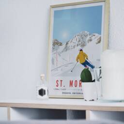 st. Moritz, Switzerland Vintage Snowboard/Ski A3 A4 Travel Poster Art Print - Recycled Paper - thumbnail 3