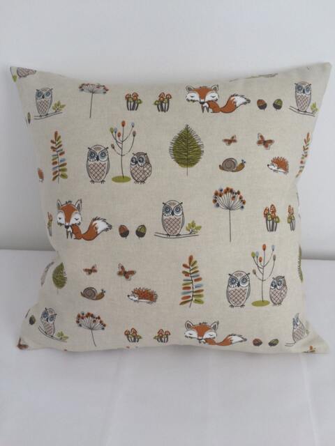 Foxes & Owls Print Cushion Cover Made From Cotton Linen Mix Fabric - image 1