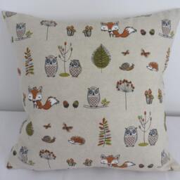 Foxes & Owls Print Cushion Cover Made From Cotton Linen Mix Fabric - thumbnail 2