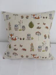 Foxes & Owls Print Cushion Cover Made From Cotton Linen Mix Fabric - thumbnail 1