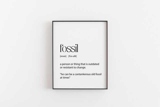 Fossil Definition Print - Funny Word Wall Art Minimalist Typography Decor Humour Gift Modern Dictionary - image 1