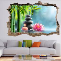 Spa Massage Stones Water Lily Wall Decal Sticker Mural Poster Print Art Home Office Decor Fs18
