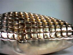 Gold Decorative Beaded Cushion - Front Cover Handmade From 14 Carat Beads Back in Faux Leather Made Usa Made-To-Order