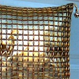 Gold Decorative Beaded Cushion - Front Cover Handmade From 14 Carat Beads Back in Faux Leather Made Usa Made-To-Order - thumbnail 3