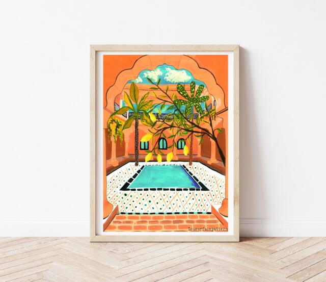 Morocco Print , Building, Architecture Colourful Wall Decor Travel Collection Art Marrakesh - image 1