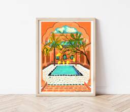 Morocco Print , Building, Architecture Colourful Wall Decor Travel Collection Art Marrakesh - thumbnail 1