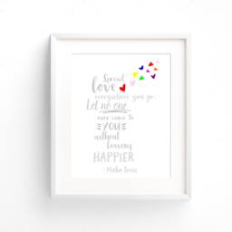 Printable Mother Teresa Quote Nursery Wall Art Spread Love - Grey Bedroom Gender Neutral Inspirational 8x10 11x14 12x16 - thumbnail 2