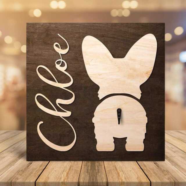 Personalized Corgi Dog Leash Holder, Custom Pet Name Wood Sign For Birthday Christmas Gift - image 1