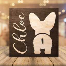 Personalized Corgi Dog Leash Holder, Custom Pet Name Wood Sign For Birthday Christmas Gift - thumbnail 1